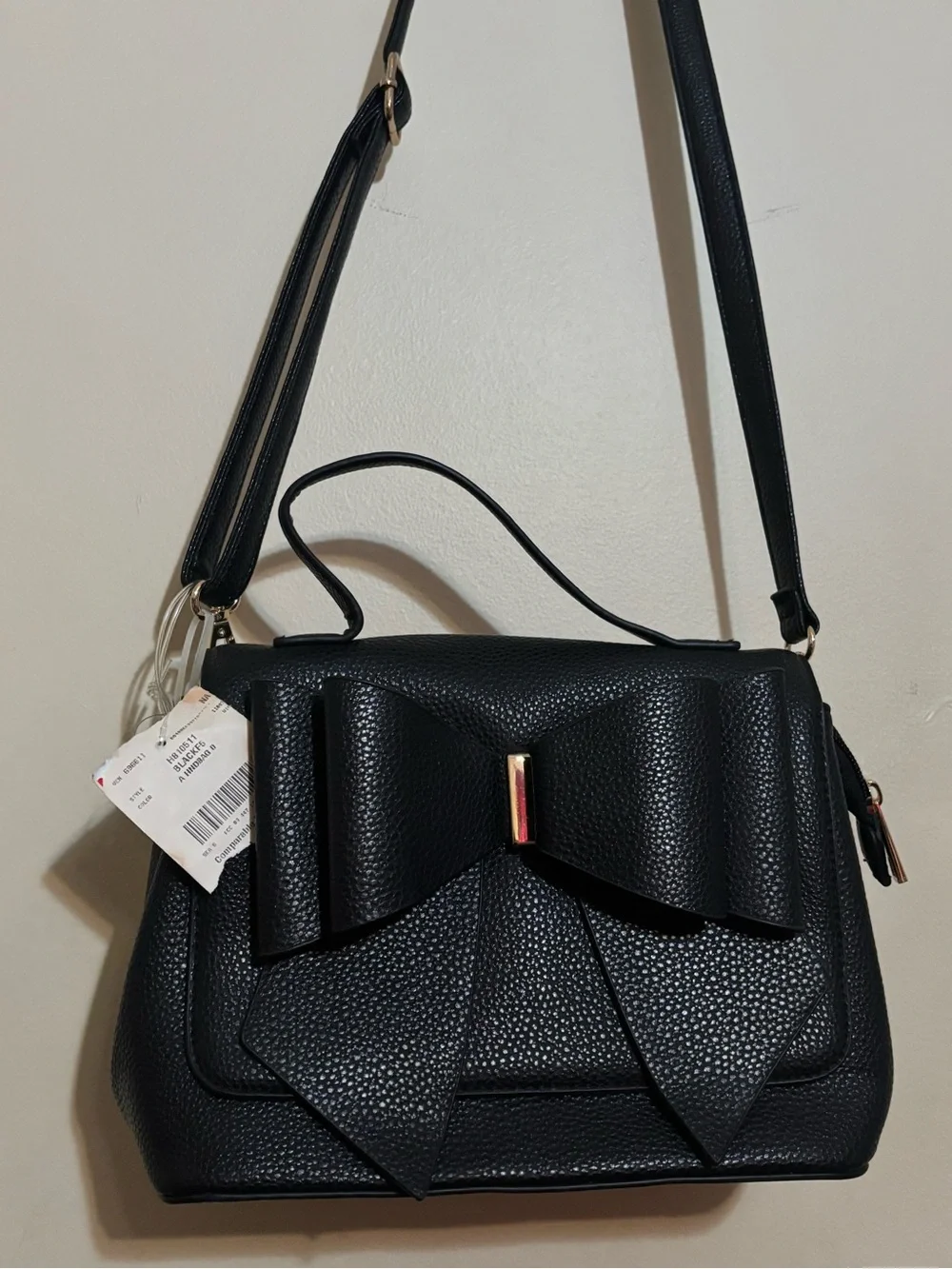Black Bow Accent Crossbody Bag - Women